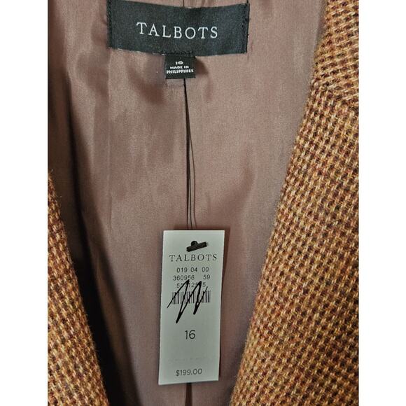 Talbots Women's Winter Fitted Blazer Rust Brown Size 16 Wool Blend Jacket NWT - Picture 4 of 10